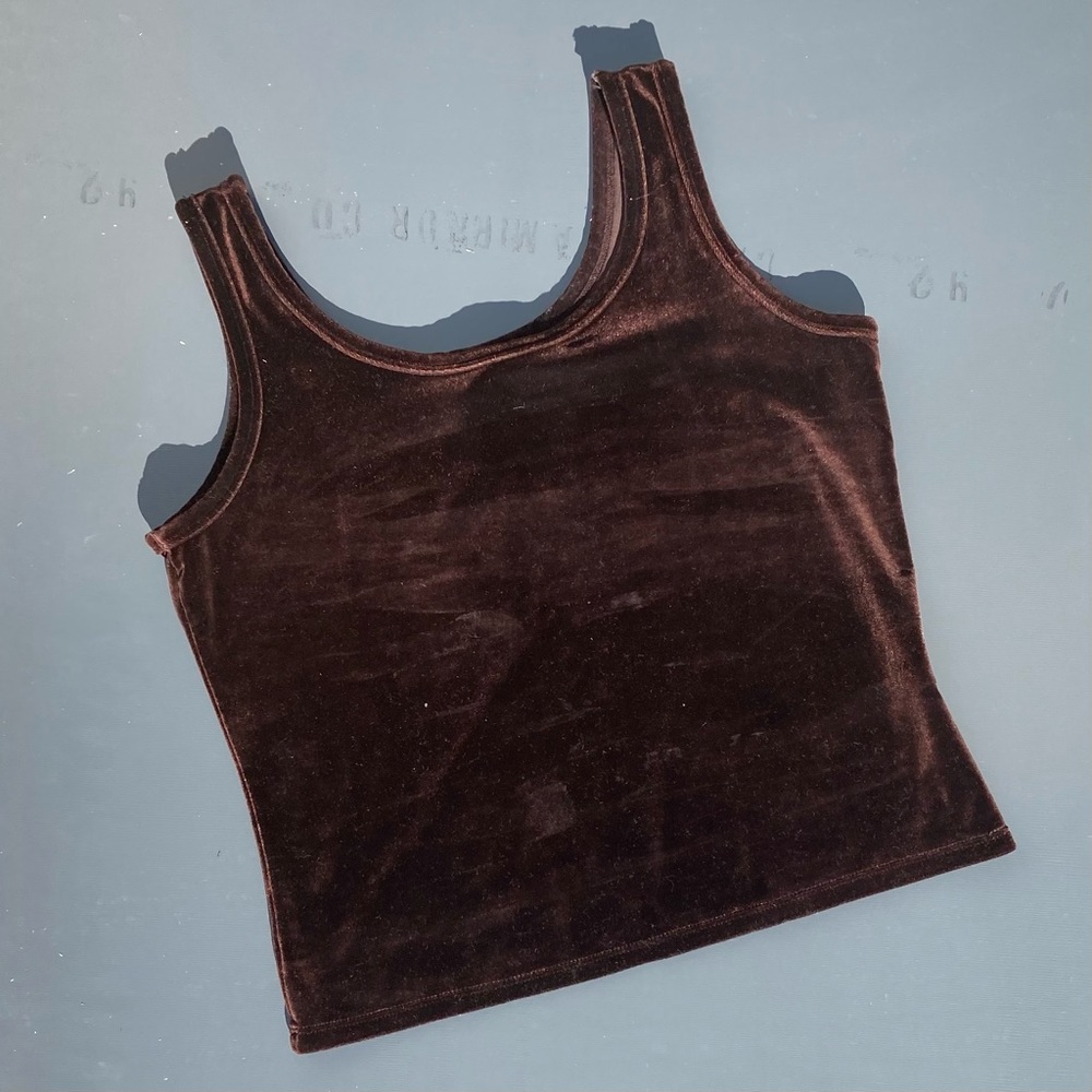 Vintage AKA Eddie Bauer chocolate brown velvet tank top.